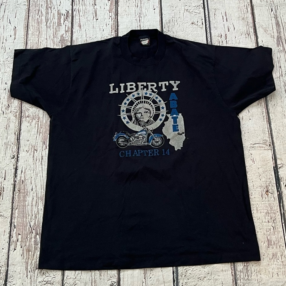 Vintage Liberty Statue of Liberty Illinois Motorcycle 1990s Crewneck tshirt